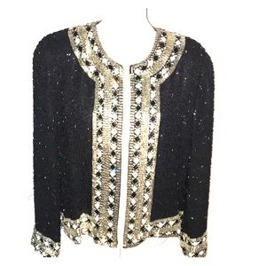 Vintage lime nite sequined evening jacket sz XL